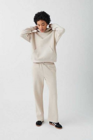 Beige Women Gina Tricot Basic Straight Sweatpants | 95JKZMYLS