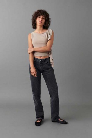 Black Women Gina Tricot Low Straight Jeans | 58KFALGHT