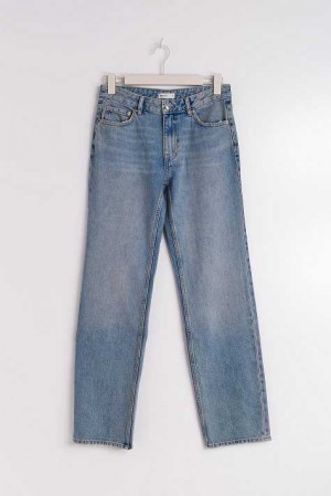 Blue Women Gina Tricot Low Straight Tall Jeans | 38TFLRCNP