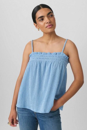 Blue Women Gina Tricot Structure Smock Tank Top | 32JWOKCQP