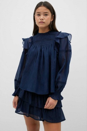 Blue Young Gina Tricot Y Boho Lace Blouse | 71CQVGWUY