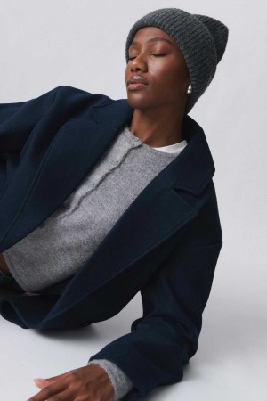 Grey Women Gina Tricot Rib Beanie | 15MVBTQUN