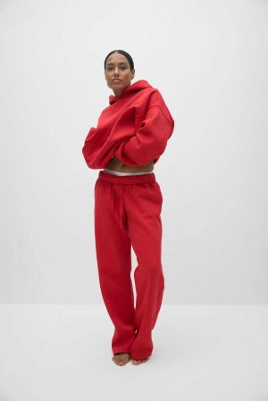 Red Women Gina Tricot Basic Straight Sweatpants | 34KOVIMFG