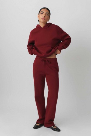 Red Women Gina Tricot Basic Straight Sweatpants | 53LHNIWMO