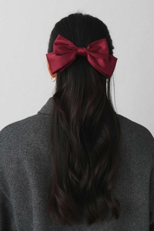 Red Young Gina Tricot Satin Bow Hair Clips | 39ZSMVXLJ